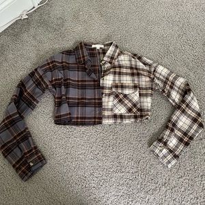 Cropped Plaid Button Up Shirt